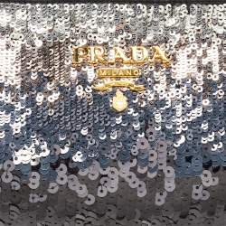 Prada Black Ombre Sequins Logo Chain Clutch