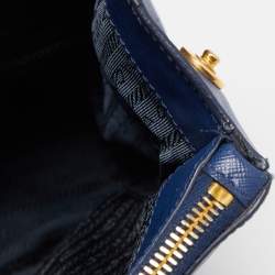 Pre Owned Prada Navy Blue Saffiano Lux Leather Large Galleria Double Zip Tote