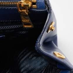 Pre Owned Prada Navy Blue Saffiano Lux Leather Large Galleria Double Zip Tote