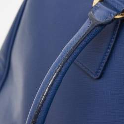 Pre Owned Prada Navy Blue Saffiano Lux Leather Large Galleria Double Zip Tote