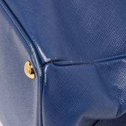 Pre Owned Prada Navy Blue Saffiano Lux Leather Large Galleria Double Zip Tote