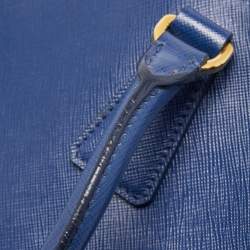 Pre Owned Prada Navy Blue Saffiano Lux Leather Large Galleria Double Zip Tote