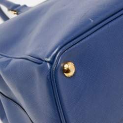 Pre Owned Prada Navy Blue Saffiano Lux Leather Large Galleria Double Zip Tote