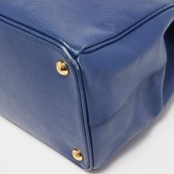 Pre Owned Prada Navy Blue Saffiano Lux Leather Large Galleria Double Zip Tote