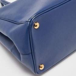 Pre Owned Prada Navy Blue Saffiano Lux Leather Large Galleria Double Zip Tote