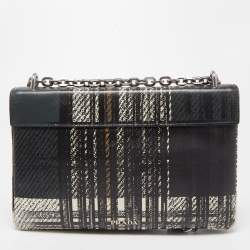 Pre Owned Prada Multicolor Tartan Plaid Saffiano Leather Flap Shoulder Bag