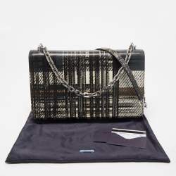 Pre Owned Prada Multicolor Tartan Plaid Saffiano Leather Flap Shoulder Bag