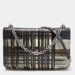 Pre Owned Prada Multicolor Tartan Plaid Saffiano Leather Flap Shoulder Bag