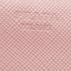 Prada Light Pink Saffiano Leather Logo Flap Continental Wallet