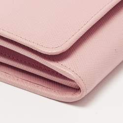 Prada Light Pink Saffiano Leather Logo Flap Continental Wallet