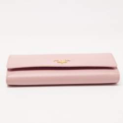 Prada Light Pink Saffiano Leather Logo Flap Continental Wallet
