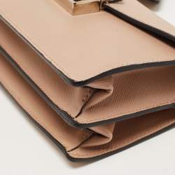 Pre Owned Prada Beige Saffiano Leather Mini Sound Crossbody Bag