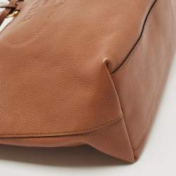 Pre Owned Prada Brown Vitello Danio Leather Logo Embossed Tote