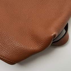 Pre Owned Prada Brown Vitello Danio Leather Logo Embossed Tote