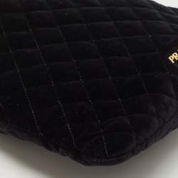 Pre Owned Prada Black Velvet Drawstring Clutch Bag