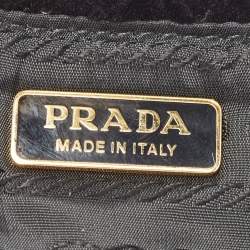 Pre Owned Prada Black Velvet Drawstring Clutch Bag
