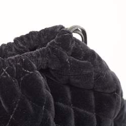 Pre Owned Prada Black Velvet Drawstring Clutch Bag
