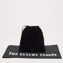 Pre Owned Prada Black Velvet Drawstring Clutch Bag