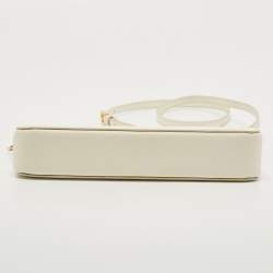 Pre Owned Prada White Saffiano Lux Leather Front Pocket Crossbody Bag