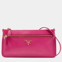 Prada Triangle Clutch Bag Cosmetic Pouch Pink & Black NWT