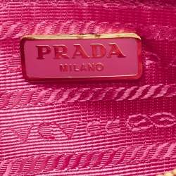 Prada Pink Saffiano Leather Top Zip Clutch Bag