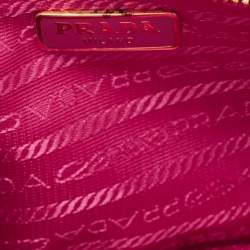 Prada Pink Saffiano Leather Top Zip Clutch Bag