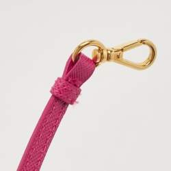 Prada Pink Saffiano Leather Top Zip Clutch Bag