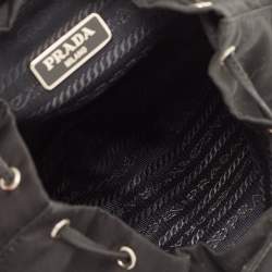 Prada Black Nylon Logo Mini Drawstring Backpack