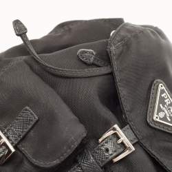 Prada Black Nylon Logo Mini Drawstring Backpack