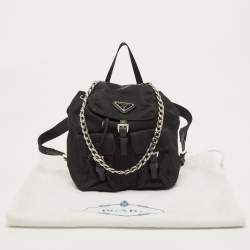 Prada Black Nylon Logo Mini Drawstring Backpack