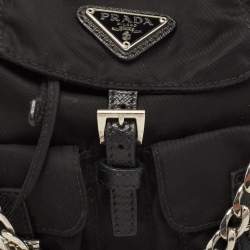 Prada Black Nylon Logo Mini Drawstring Backpack