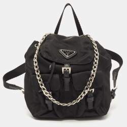 Prada Black Nylon Logo Mini Drawstring Backpack