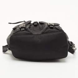 Prada Black Nylon Logo Mini Drawstring Backpack