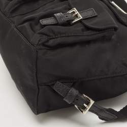 Prada Black Nylon Logo Mini Drawstring Backpack