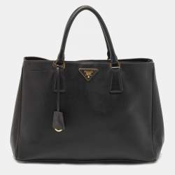 Pre Owned Prada Black Saffiano Leather Large Gardener's Tote