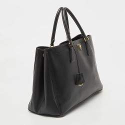 Pre Owned Prada Black Saffiano Leather Large Gardener's Tote