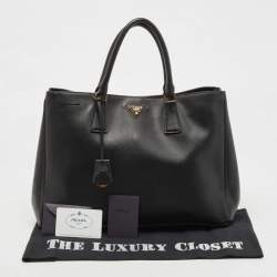 Pre Owned Prada Black Saffiano Leather Large Gardener's Tote