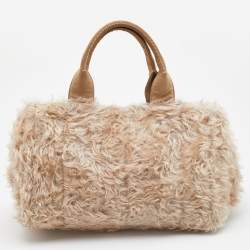 Pre Owned Prada Beige Calfhair and Suede Shopper Tote