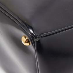 Pre Owned Prada Black Glossy Leather Large Galleria Double Zip Tote