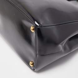 Pre Owned Prada Black Glossy Leather Large Galleria Double Zip Tote