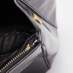 Pre Owned Prada Black Glossy Leather Large Galleria Double Zip Tote