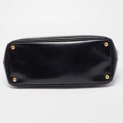 Pre Owned Prada Black Glossy Leather Large Galleria Double Zip Tote