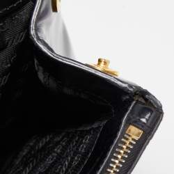 Pre Owned Prada Black Glossy Leather Large Galleria Double Zip Tote