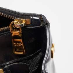 Pre Owned Prada Black Glossy Leather Large Galleria Double Zip Tote