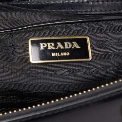 Pre Owned Prada Black Glossy Leather Large Galleria Double Zip Tote