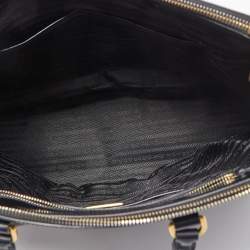 Pre Owned Prada Black Glossy Leather Large Galleria Double Zip Tote