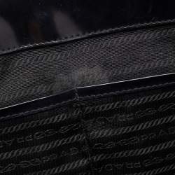Pre Owned Prada Black Glossy Leather Large Galleria Double Zip Tote