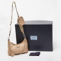 Prada Beige Saffiano Leather Re-Edition 2005 Baguette Bag