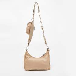 Prada Beige Saffiano Leather Re-Edition 2005 Baguette Bag