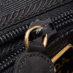 مملوكة مسبقًا Prada Black Quilted Nylon and Leather Logo Flap Chain Bag